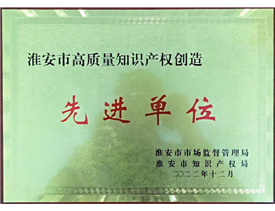 2021年度 淮安市“高质量知识产权创造”先进单位